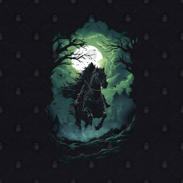 Mystical Black Rider in Moonlit Forest - Fantasy by Fenay-Designs